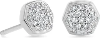 Davie Sterling Silver Pave Stud Earrings in White Diamond