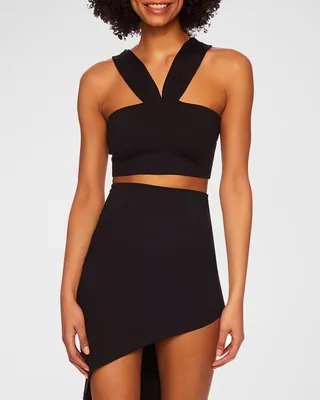 Off-Shoulder Halter Crop Top