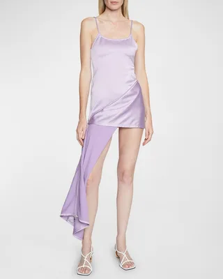 Draped Zip Camisole Mini Dress