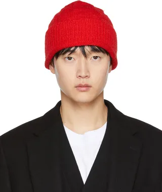 Dries Van Noten Red Wool Beanie
