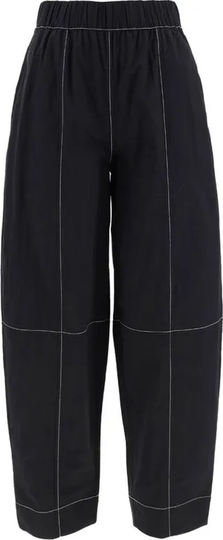 Ganni Stitched Detailed Straight Leg Trousers