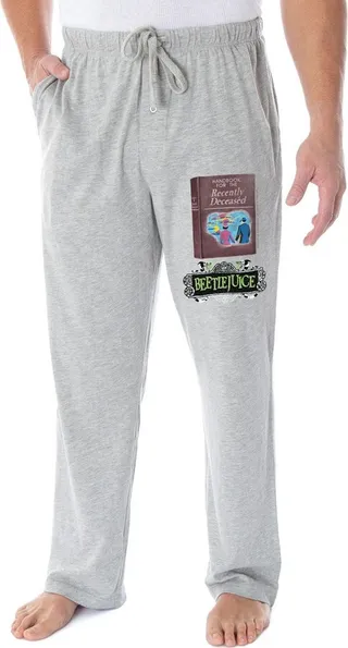 Beetlejuice Men's Handbook For The Recently Deceased Loungewear Pajama Pants MD Grey
