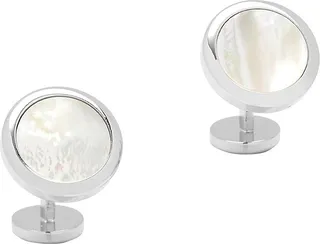 Reorder Metal & Onyx & Mother Of Pearl Double-Sided Cufflinks