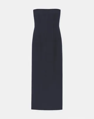 Wool Silk Faille Strapless Corset Dress