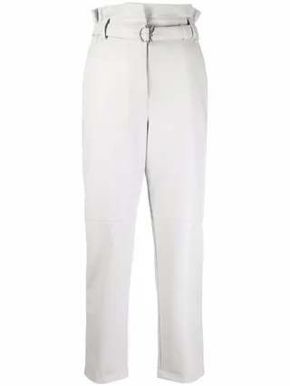 Belted Faux Leather Trousers