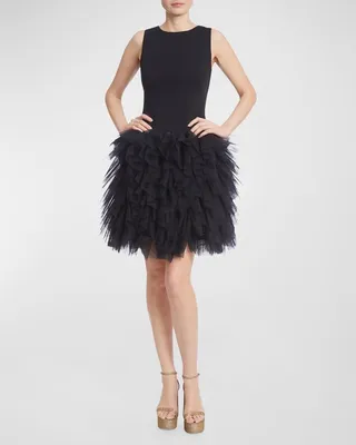 Sleeveless Ruffle Tulle Mini Dress