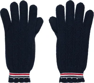Thom Browne Navy Touchscreen Gloves