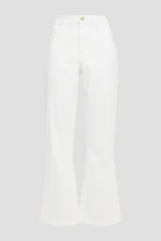 Snake-print high-rise kick-flare jeans