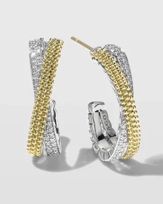 Caviar Lux Two-Tone X Diamond Earrings