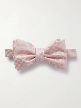 Pre-Tied Logo-Jacquard Silk-Twill Bow Tie