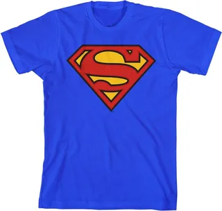 Superman Logo Boy’s Royal Blue T-shirt-Small