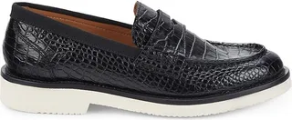 Karissa Croc Embossed Leather Penny Loafers