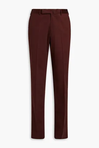 Slim-fit cotton-sateen suit pants