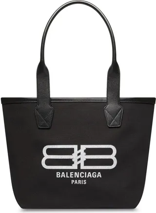 Logo-Print Leather-Trim Tote