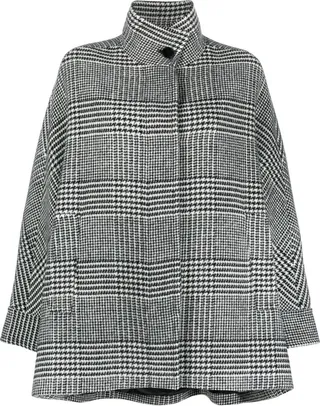 Houndstooth-Check Wool-Blend Coat