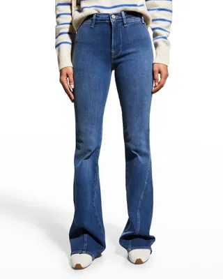 Le High Flare Twisted-Seam Clean-Front Jeans