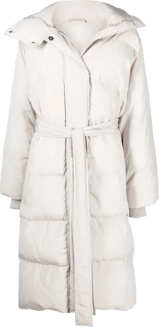 Funnel-Neck Long Puffer Coat