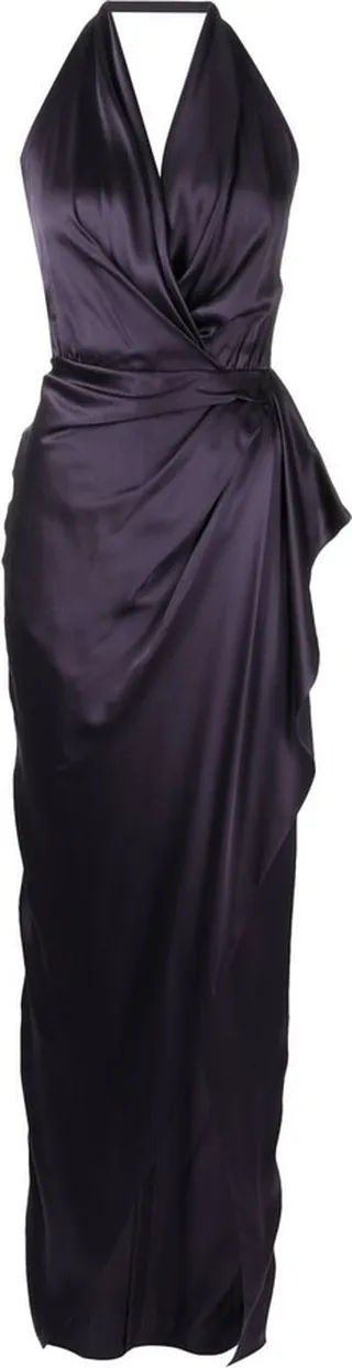 Satin Backless Halter-Neck Gown