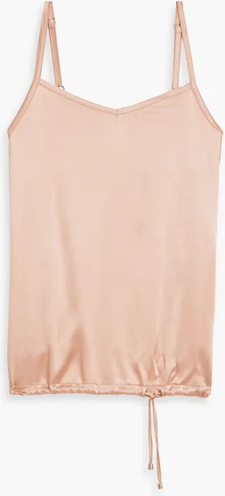 Bead-embellished silk-blend satin camisole