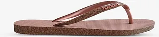 Womens Pink Slim Sparkle II Glitter-strap Rubber Flip Flops