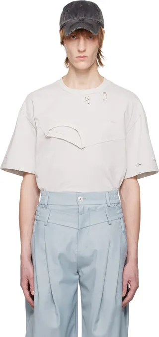 Feng Chen Wang Gray Distressed T-Shirt