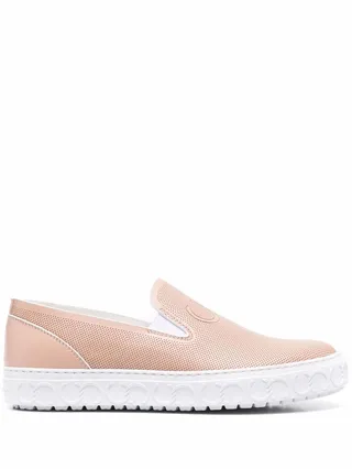 Embossed-Logo Slip-On Trainers