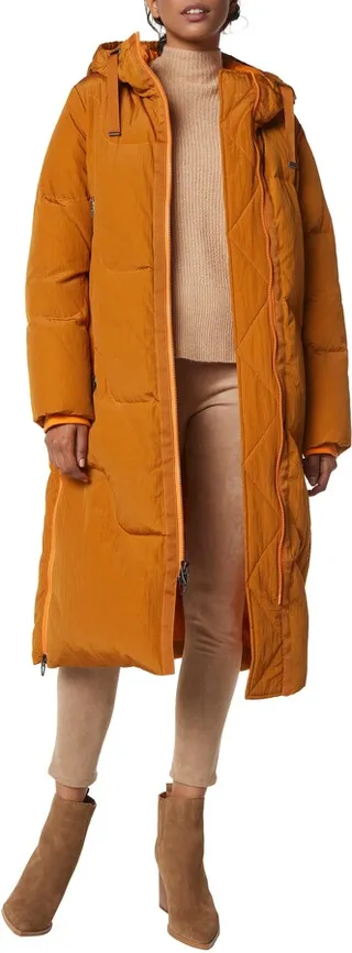 Elongated Hooded Puffer Coat