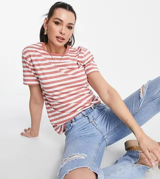 ASOS DESIGN Tall ultimate T-shirt in terracotta and white stripe