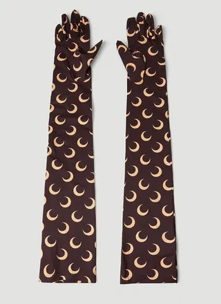 Marine Serre Allover Moon Printed Long Gloves