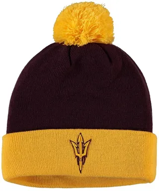 Men's Maroon and Gold Arizona State Sun Devils Core 2-Tone Cuffed Knit Hat with Pom