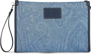 Logo-Patch Paisley-Print Clutch