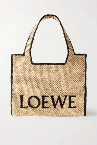Loewe - + Paula's Ibiza Embroidered Two-tone Raffia Tote - Neutrals