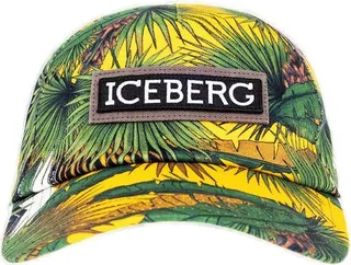 Iceberg Palm Print Logo Patch Baseball Cap