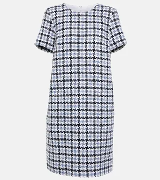 Checked cotton-blend minidress