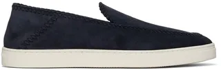 Giorgio Armani Navy Suede Slip-On Sneakers