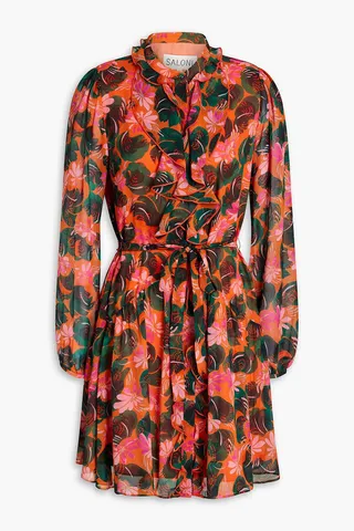 Tilly ruffled printed silk-georgette mini dress