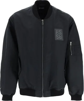 Leather Patch Logo Bomber Jacket