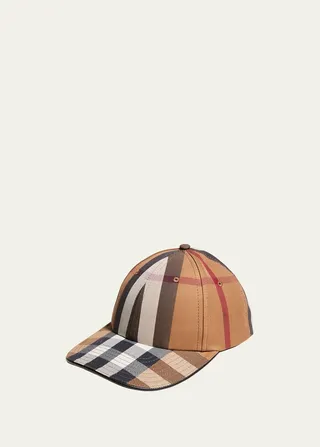 Men's Giant Check Canvas Baseball Cap