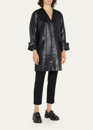 Jasmine Mid-Length Faux-Leather Coat