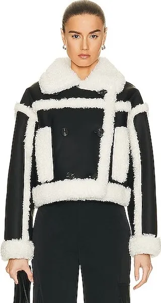 STAND STUDIO Kristy Faux Shearling Jacket in Black