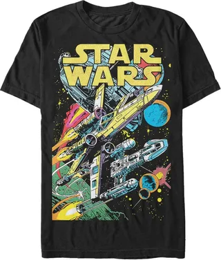 Men's Star Wars Galactic Comic Scene T-Shirt - Black - 2X Large