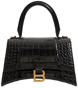 Hourglass croc embossed leather bag