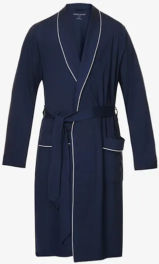 Mens Navy Basel hawl-neck tretch-jersey Robe