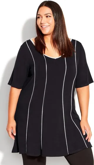 AVENUE | Women's Plus Size Swing Panel Tunic - black - 14W