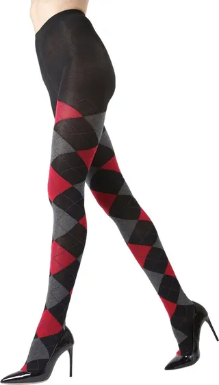 MeMoi Women's Textured Argyle Patterned Sweater Tights