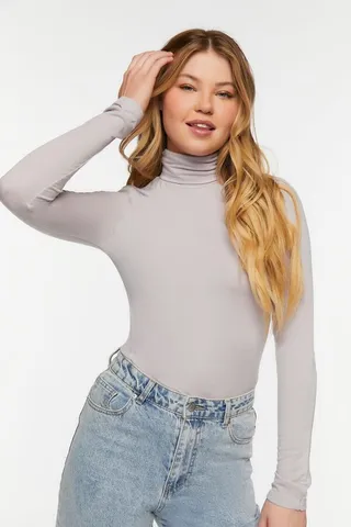 Fitted Long-Sleeve Turtleneck Top