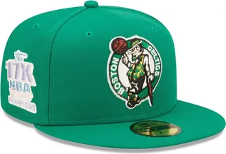 Men's New Era Kelly Green Boston Celtics 17x Nba Finals Champions Pop Sweat 59FIFTY Fitted Hat