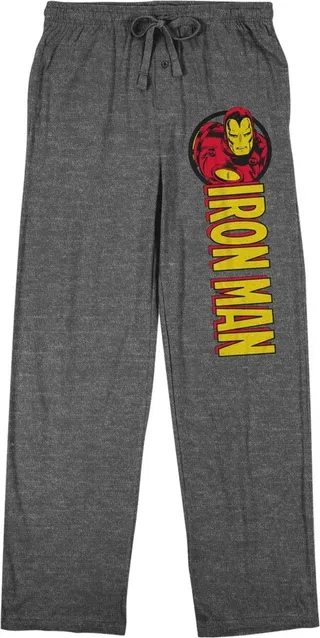 Marvel Comics Iron Man Men’s Graphite Heather Sleep Pajama Pants-Large