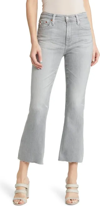 Farrah High Waist Raw Hem Crop Bootcut Jeans