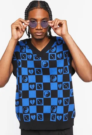 Checkered Yin Yang Sweater Vest
